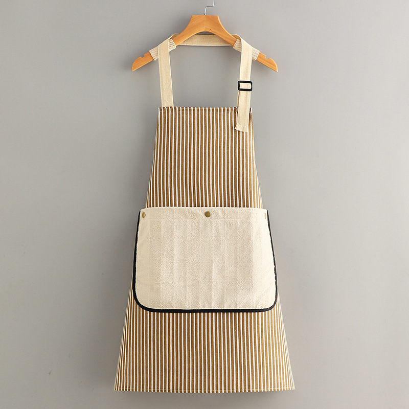 Adjustable Cotton Linen Apron with Pockets