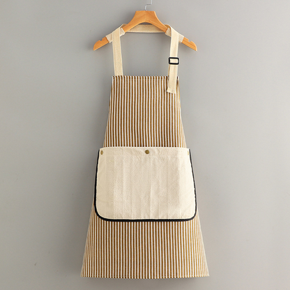 Adjustable Cotton Linen Apron with Pockets