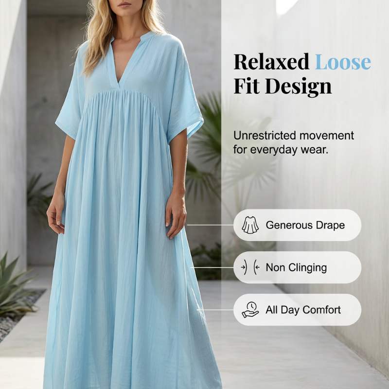 Women’s Flowy V-Neck Summer Maxi Dress