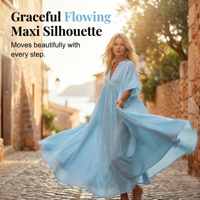Women’s Flowy V-Neck Summer Maxi Dress