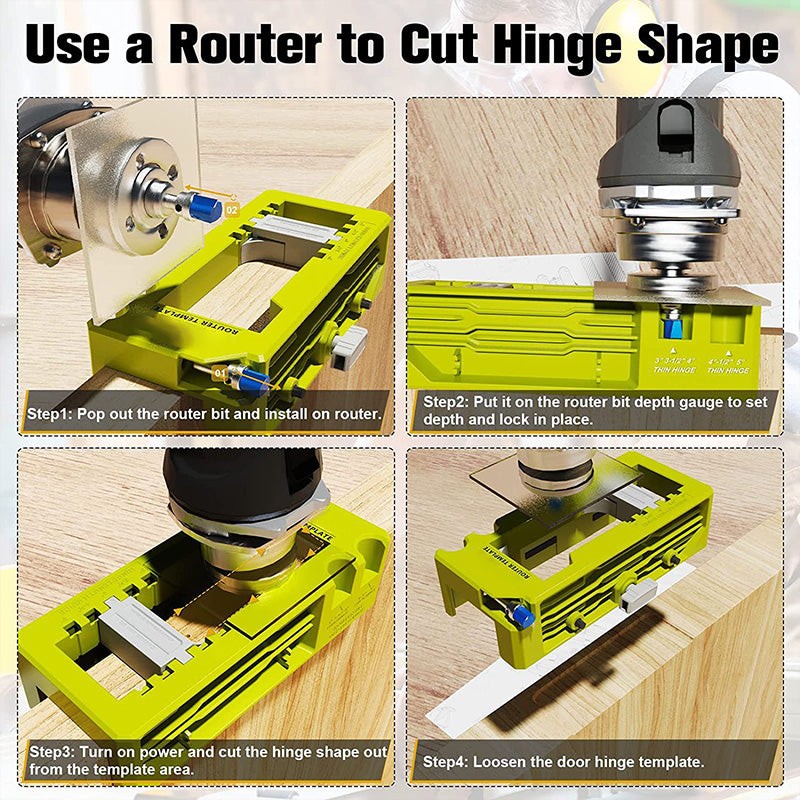🔧 LIMITED-TIME 50% OFF! ✨ Door Hinge Jig Kit – Adjustable Template, Router Compatible, Professional Mortises 🛠️