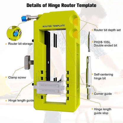 🔧 LIMITED-TIME 50% OFF! ✨ Door Hinge Jig Kit – Adjustable Template, Router Compatible, Professional Mortises 🛠️