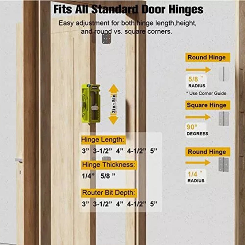 🔧 LIMITED-TIME 50% OFF! ✨ Door Hinge Jig Kit – Adjustable Template, Router Compatible, Professional Mortises 🛠️