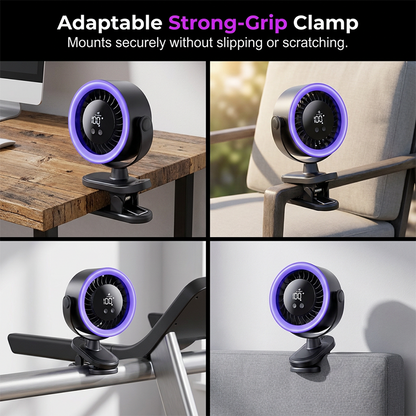 🔥50% OFF🔥 USB Powered Wall-Mountable Personal Fan | Smart Digital Display | Quiet Turbo Cooling | Flexible Clamp & Omnidirectional Pivot 🌬️❄️