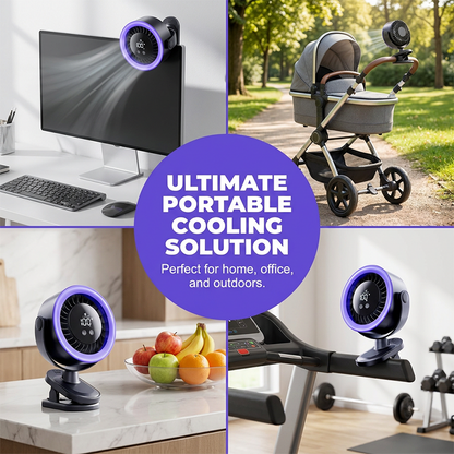 🔥50% OFF🔥 USB Powered Wall-Mountable Personal Fan | Smart Digital Display | Quiet Turbo Cooling | Flexible Clamp & Omnidirectional Pivot 🌬️❄️