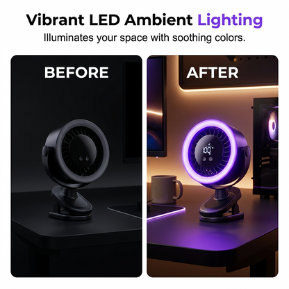 🔥50% OFF🔥 USB Powered Wall-Mountable Personal Fan | Smart Digital Display | Quiet Turbo Cooling | Flexible Clamp & Omnidirectional Pivot 🌬️❄️