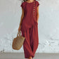 Women's Asymmetric Hem Top & Pants 2-Piece Set