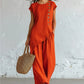 Women's Asymmetric Hem Top & Pants 2-Piece Set