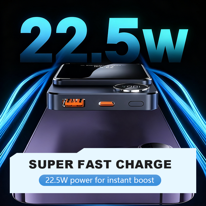 🔋⚡ 22.5W power bank – magnetic, slim, charges 3 devices at once!