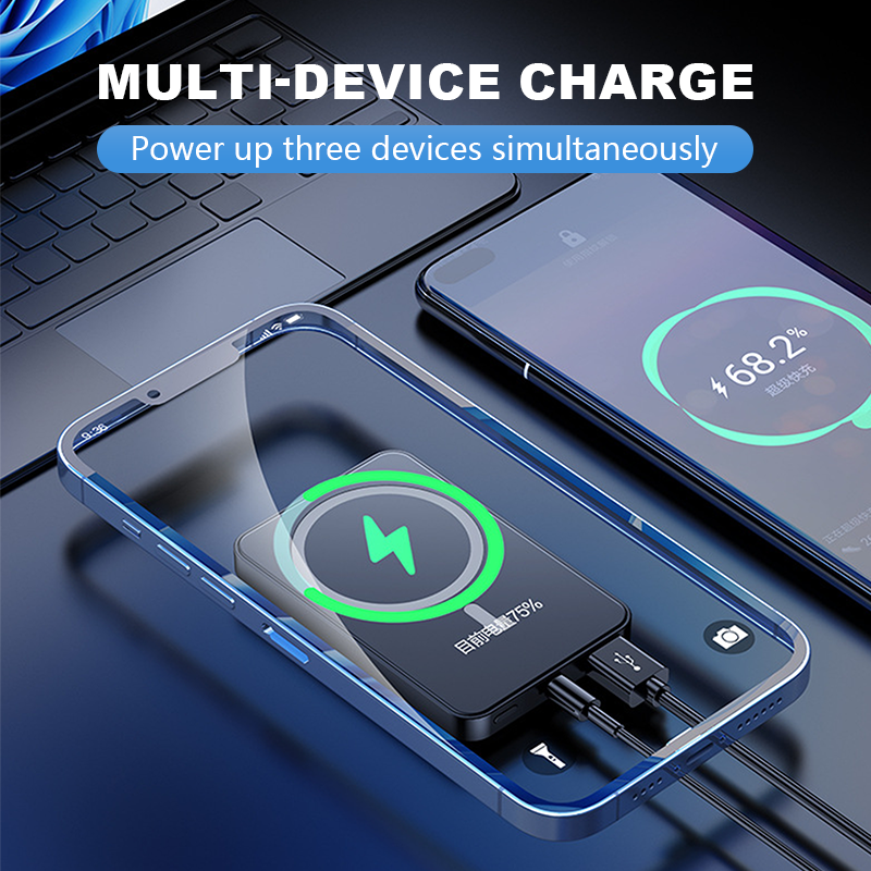 🔋⚡ 22.5W power bank – magnetic, slim, charges 3 devices at once!