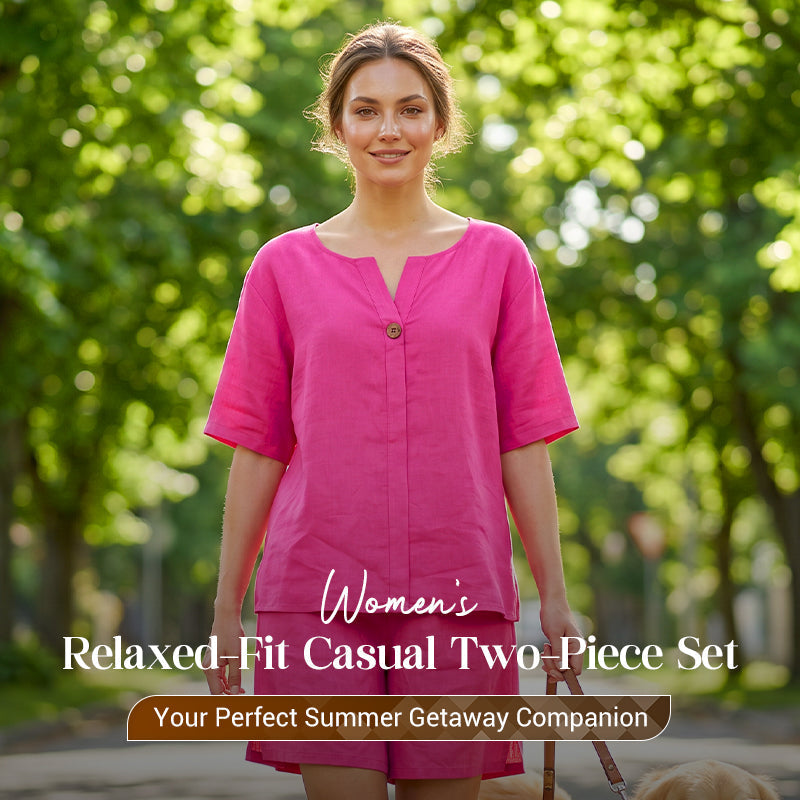 Women's Relaxed-Fit Short Sleeve Top and Shorts Set