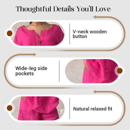 Women's Relaxed-Fit Short Sleeve Top and Shorts Set