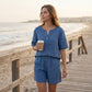 Women's Relaxed-Fit Short Sleeve Top and Shorts Set
