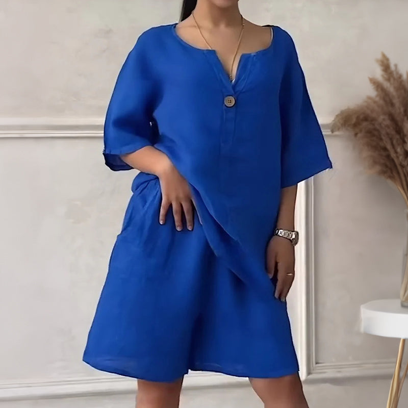 Women's Relaxed-Fit Short Sleeve Top and Shorts Set