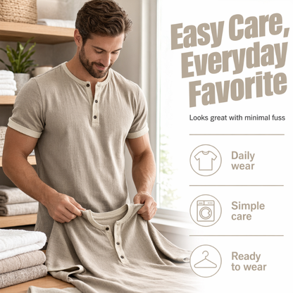 ⌛Limited-Time Offer-Men's Short Sleeve Breathable Henley Shirt