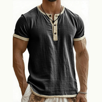⌛Limited-Time Offer-Men's Short Sleeve Breathable Henley Shirt