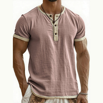 ⌛Limited-Time Offer-Men's Short Sleeve Breathable Henley Shirt