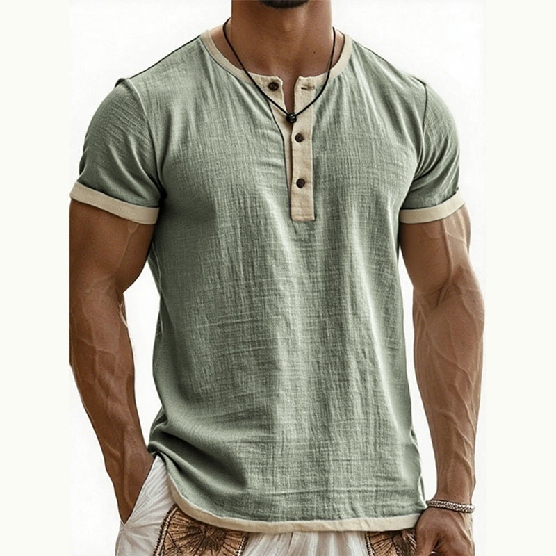 ⌛Limited-Time Offer-Men's Short Sleeve Breathable Henley Shirt