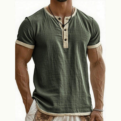 ⌛Limited-Time Offer-Men's Short Sleeve Breathable Henley Shirt