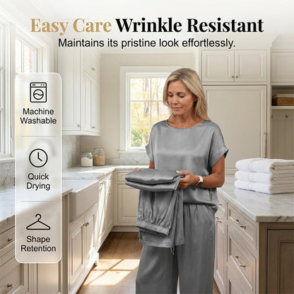 Women's Elegant Top & Wide-Leg Pant Set
