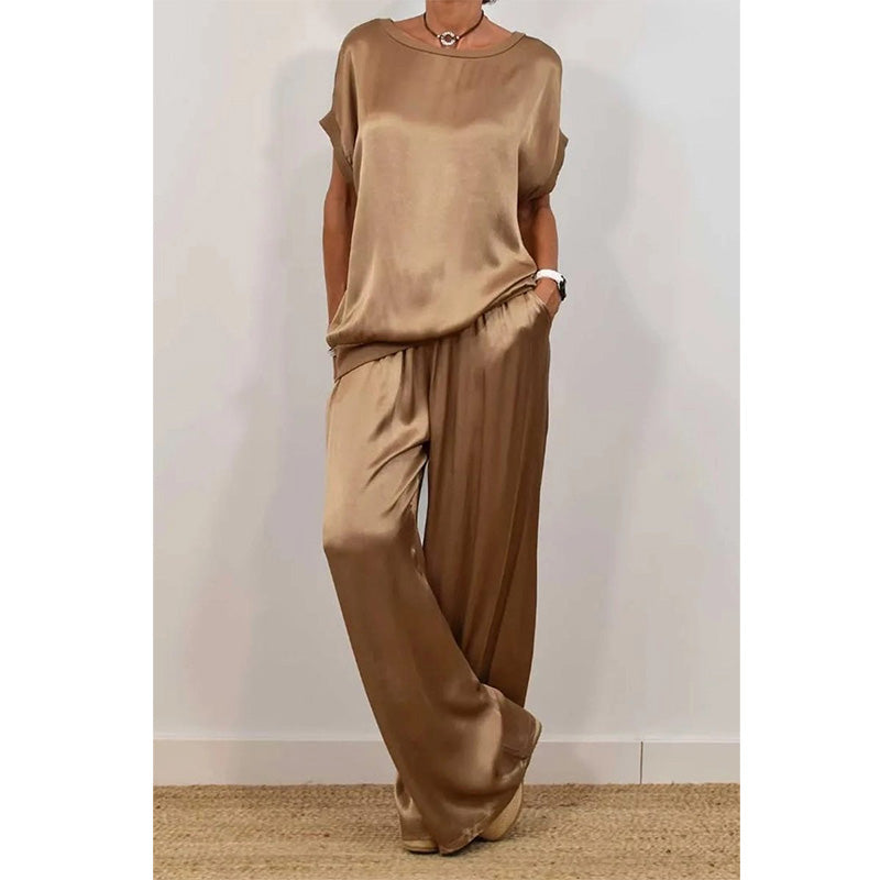 Women's Elegant Top & Wide-Leg Pant Set
