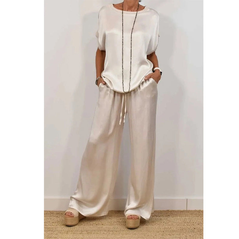 Women's Elegant Top & Wide-Leg Pant Set