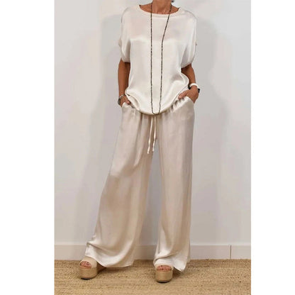 Women's Elegant Top & Wide-Leg Pant Set