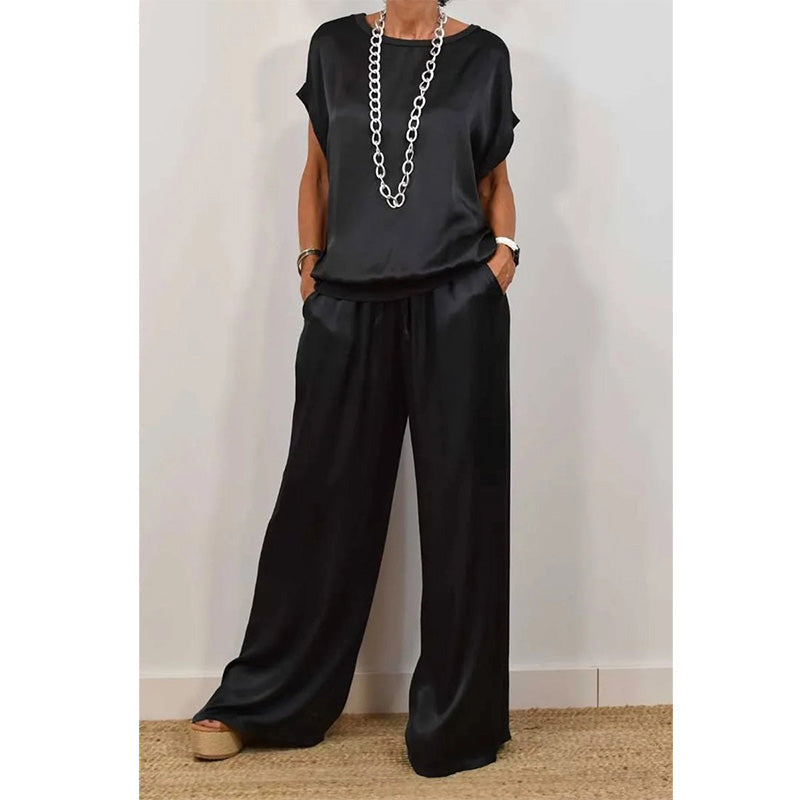Women's Elegant Top & Wide-Leg Pant Set