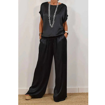 Women's Elegant Top & Wide-Leg Pant Set