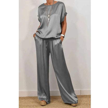 Women's Elegant Top & Wide-Leg Pant Set