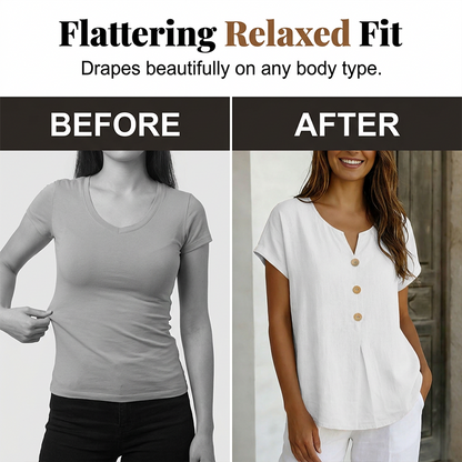🔥Limited-Time Offer-Women's V-Neck Button Casual T-Shirt