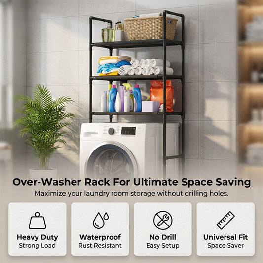🔥2026 New Hot Selling❤️‍🔥No-Drill Bathroom & Laundry Organizer Shelf