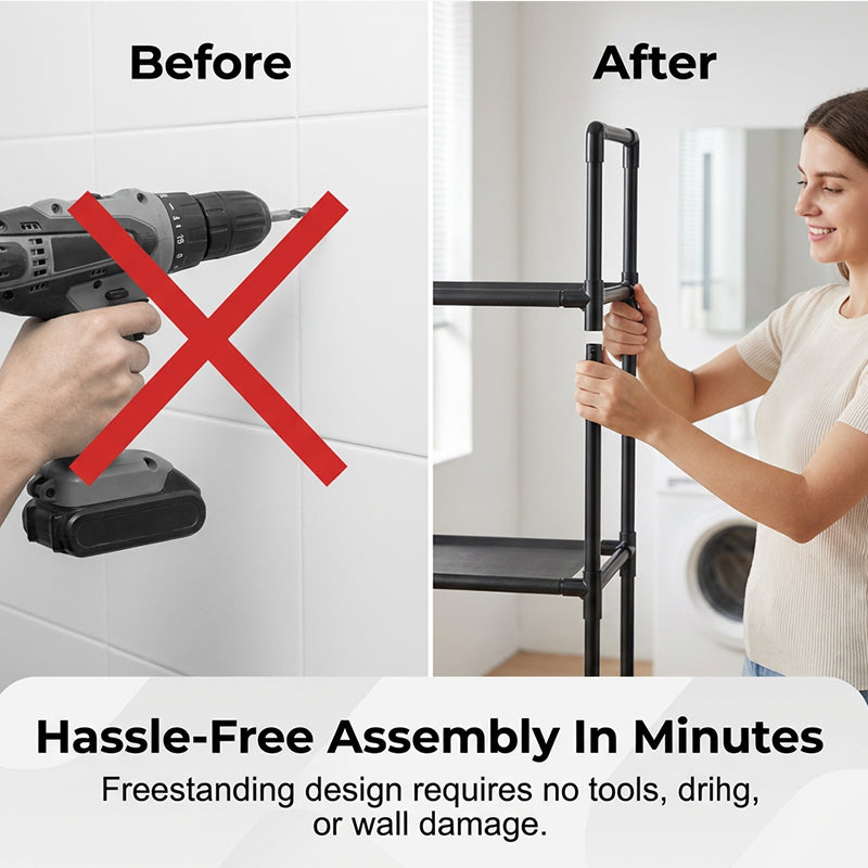 🔥2026 New Hot Selling❤️‍🔥No-Drill Bathroom & Laundry Organizer Shelf