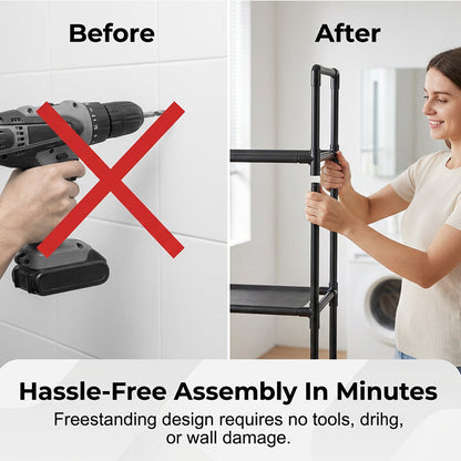 🔥2026 New Hot Selling❤️‍🔥No-Drill Bathroom & Laundry Organizer Shelf