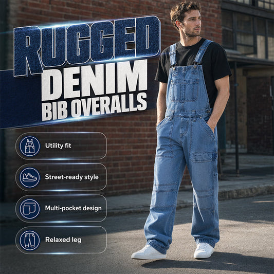 👖 Classic denim overalls for men with adjustable straps