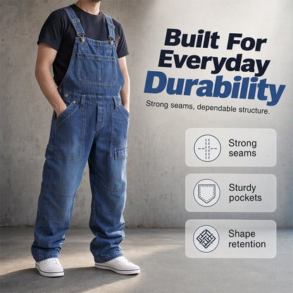 👖 Classic denim overalls for men with adjustable straps