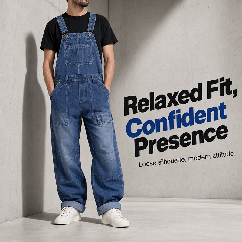 👖 Classic denim overalls for men with adjustable straps