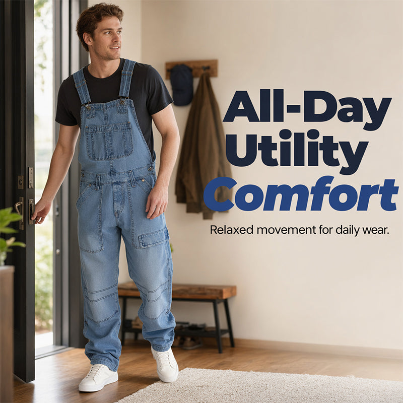 👖 Classic denim overalls for men with adjustable straps