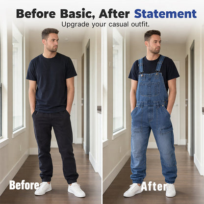 👖 Classic denim overalls for men with adjustable straps
