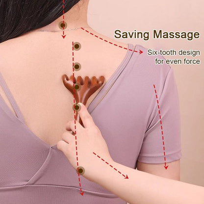 🛒 BUY 1 GET 1 FREE! ✨ 6-Point Meridian Comb – Acupressure Scalp Massager & Hair Remover, helps improve circulation and relaxation, with a natural wooden design 🌿💆‍♀️