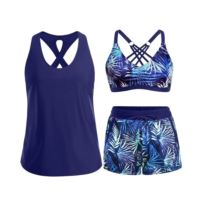 🔥Women's 3-Piece Swimsuit Tankini Set with Shorts