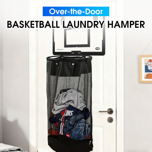 🎉FLASH DEAL 50% OFF – Over-the-Door Basketball Laundry Hamper | Creative Score Game, Big Black Mesh Net, Acrylic/Wood Backboard, No-Drill Install 🚪🏀