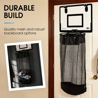 🎉FLASH DEAL 50% OFF – Over-the-Door Basketball Laundry Hamper | Creative Score Game, Big Black Mesh Net, Acrylic/Wood Backboard, No-Drill Install 🚪🏀