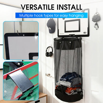 🎉FLASH DEAL 50% OFF – Over-the-Door Basketball Laundry Hamper | Creative Score Game, Big Black Mesh Net, Acrylic/Wood Backboard, No-Drill Install 🚪🏀