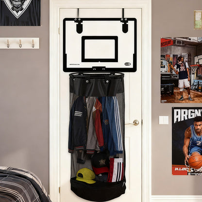 🎉FLASH DEAL 50% OFF – Over-the-Door Basketball Laundry Hamper | Creative Score Game, Big Black Mesh Net, Acrylic/Wood Backboard, No-Drill Install 🚪🏀