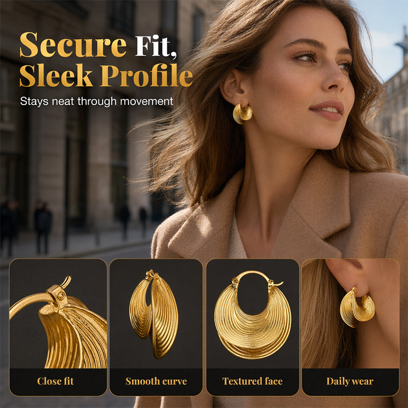 🔥New Arrivals & Best Sellers-Women's Fashion Textured Hoop Earrings💫