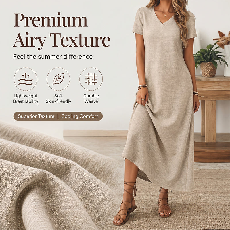 ⌛Limited-Time Offer-Women's Short Sleeve V-Neck Maxi Dress