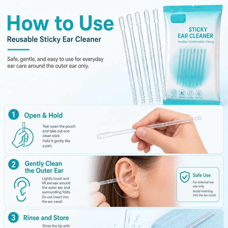 Gentle Sticky Ear Cleaning Sticks for Dry Earwax