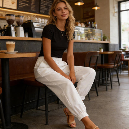 Women's Casual Solid Color Ankle-Cuffed Pants