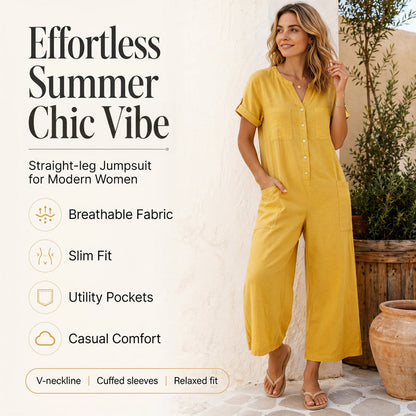 🌿50% Off on the Last Day-Women's Casual Short Sleeve Wide-Leg Jumpsuit